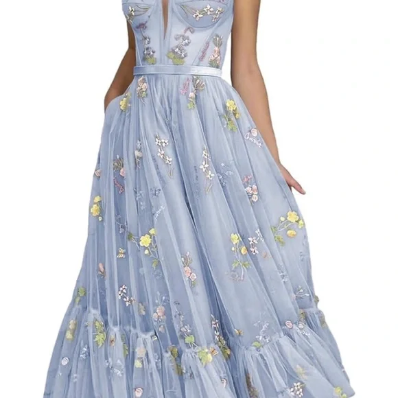 Purple Tiered Embellished Sweetheart Midi Gown - Picture 2 of 3